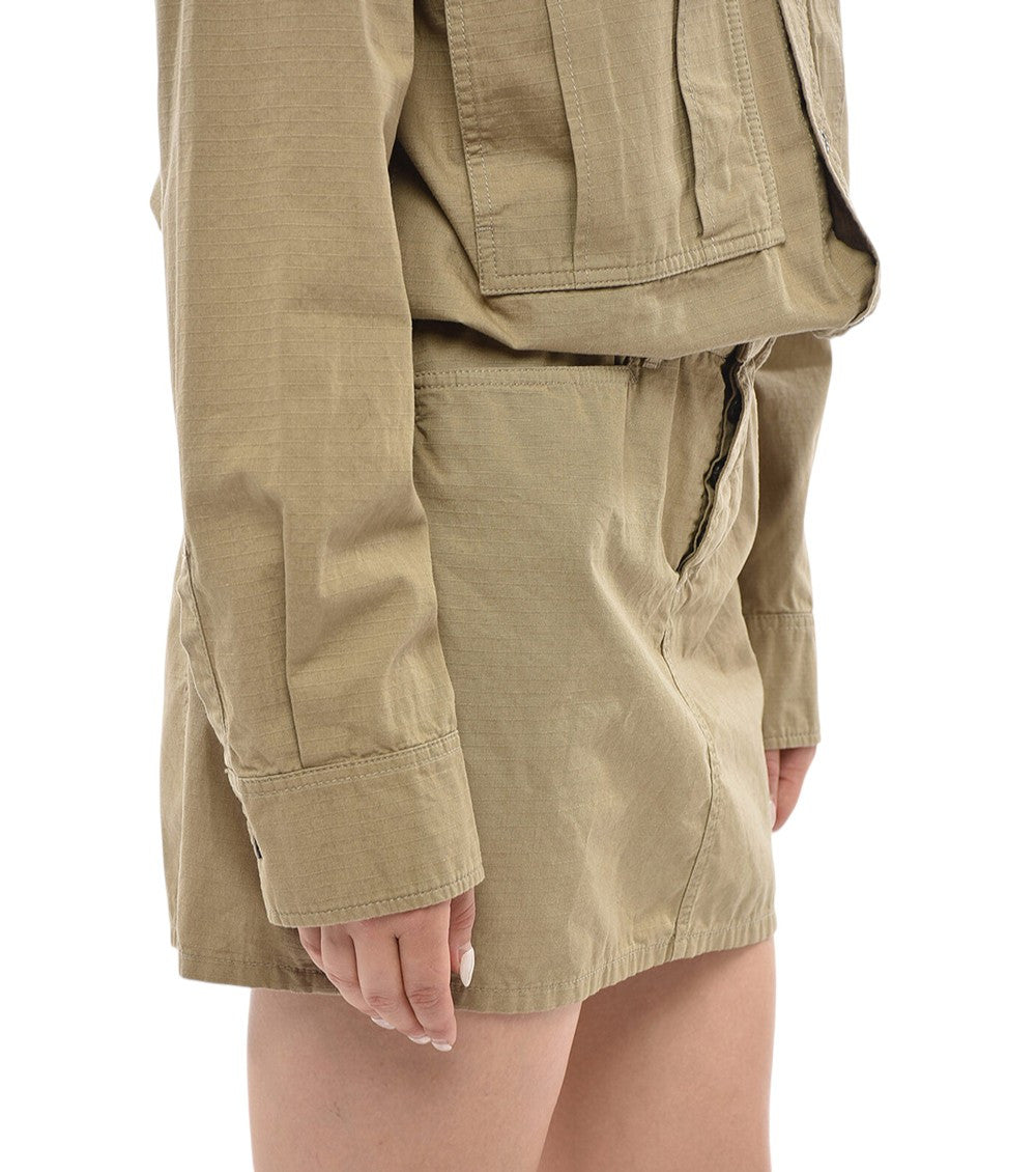 Beige Shirt Collar Mini Dress 3