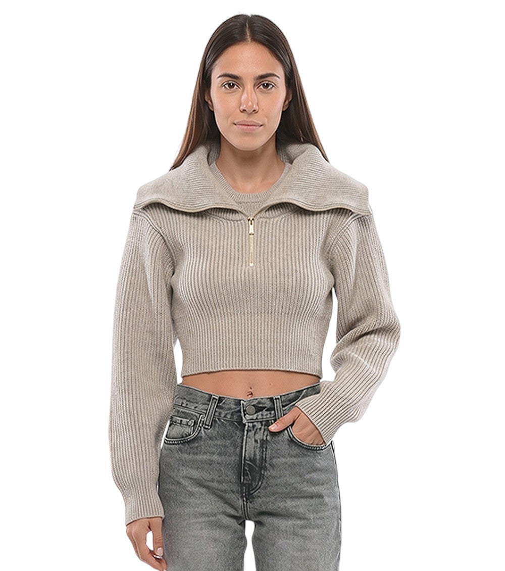 Grey Knitted Turtle Neck Sweater 1