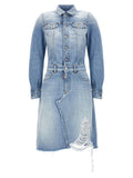 Light Blue Shirt Collar Mini Dress 1