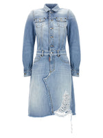 Light Blue Shirt Collar Mini Dress 1