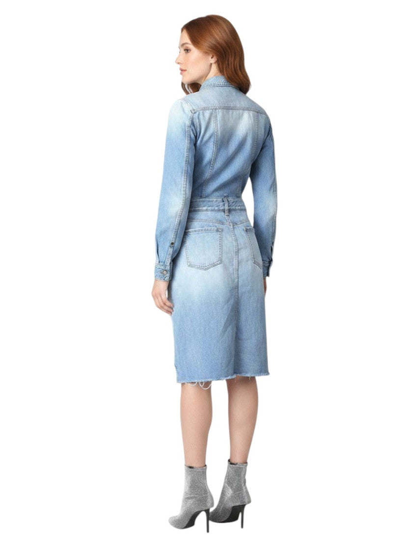 Light Blue Shirt Collar Mini Dress 4