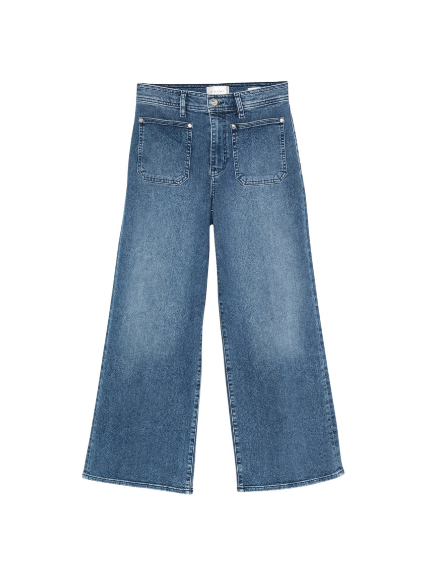 Blue Flared High Rise Jeans 1