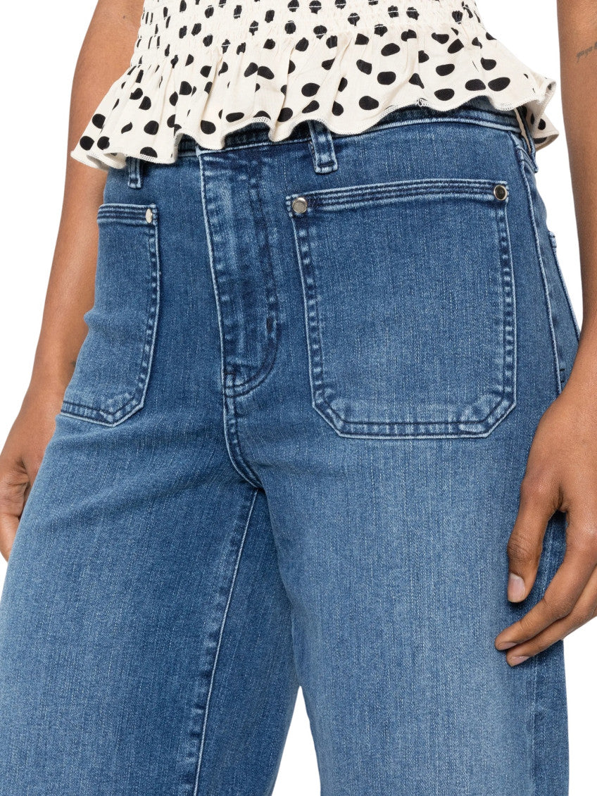 Blue Flared High Rise Jeans 4