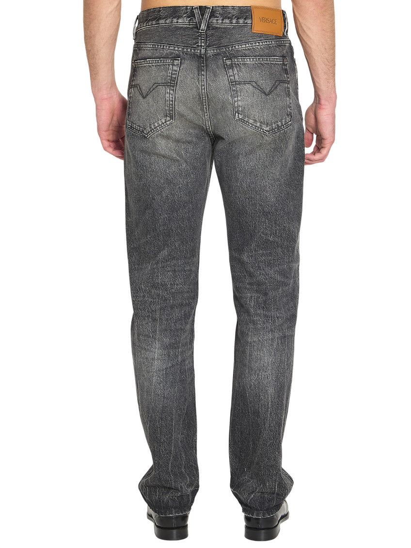 Grey Straight Mid Rise Jeans 3