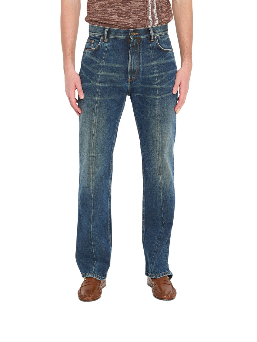 Blue Straight Mid Rise Jeans 1