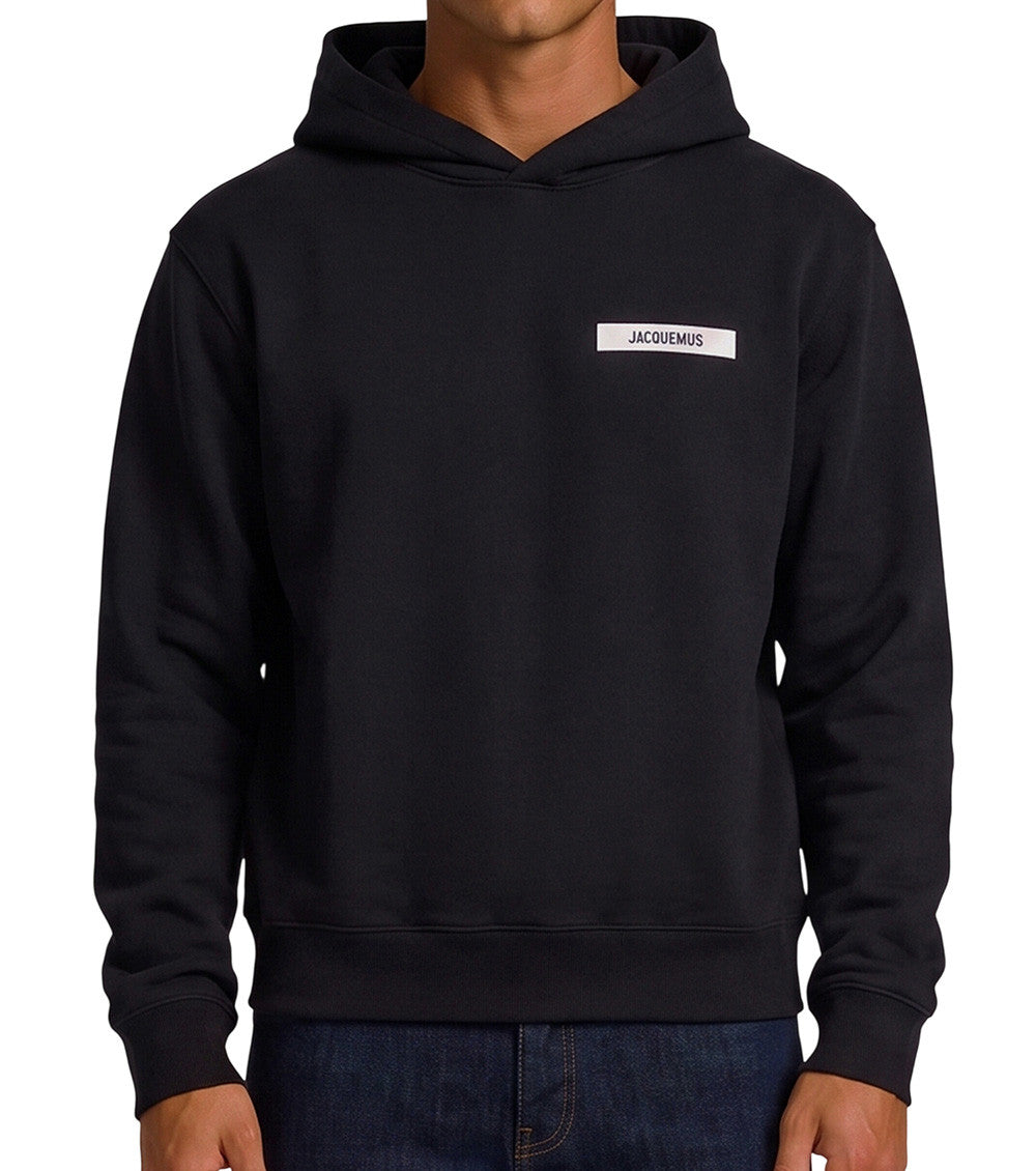 Black Relaxed Logo Hoodie 1