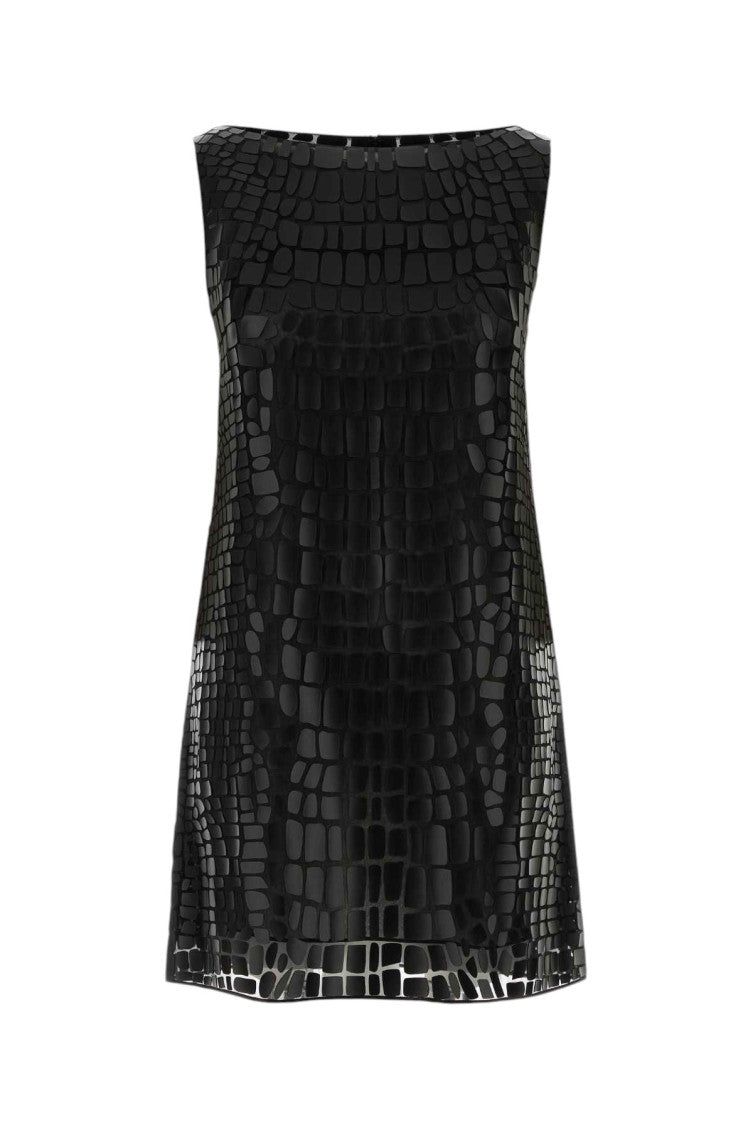 Black Boat Neck Mini Dress 1