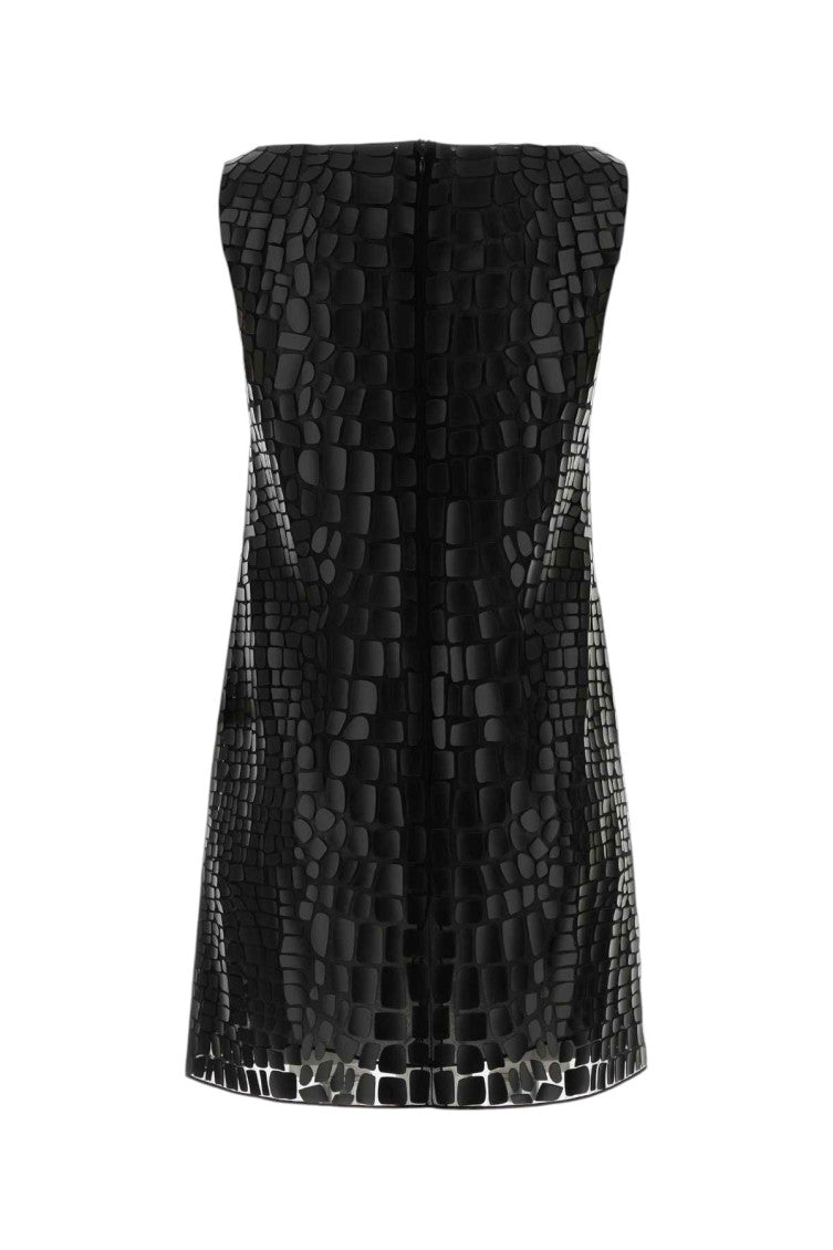 Black Boat Neck Mini Dress 2