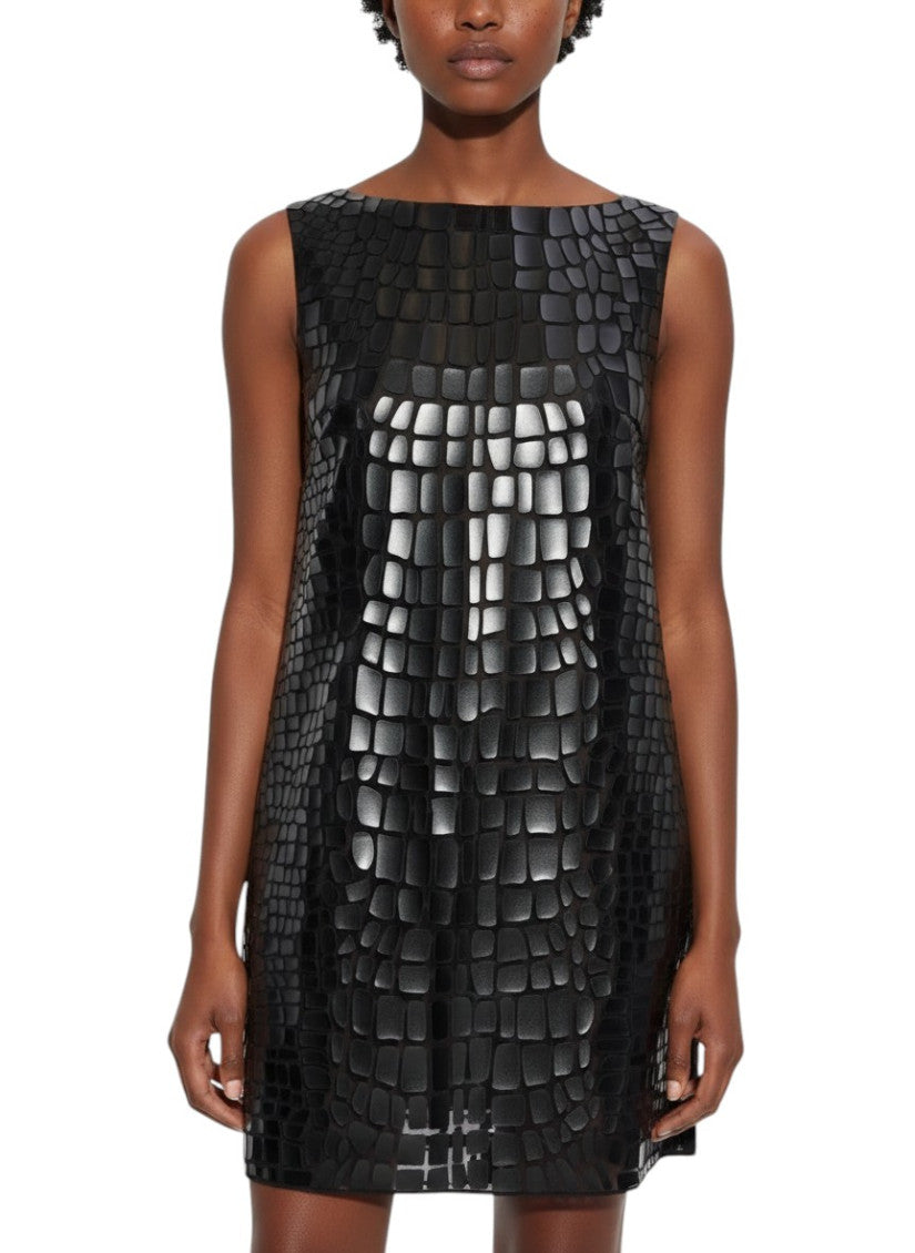 Black Boat Neck Mini Dress 3