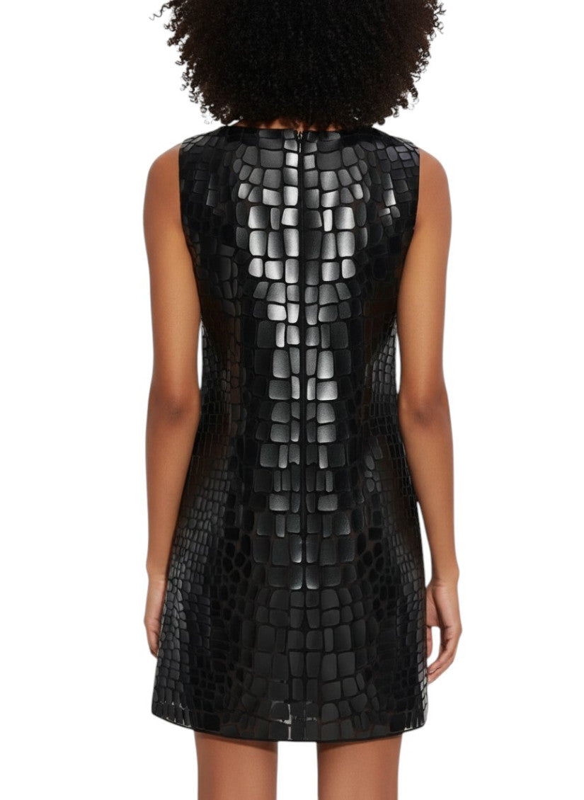 Black Boat Neck Mini Dress 4