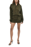 Dark Green Floral Mini Dress 1