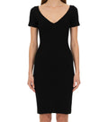 Black V Neck Knee Length Dress 1