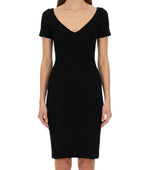 Black V Neck Knee Length Dress 1