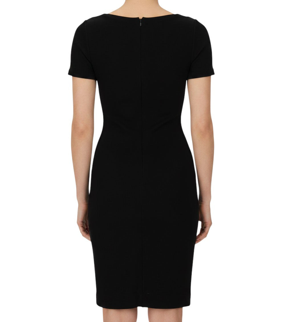 Black V Neck Knee Length Dress 2