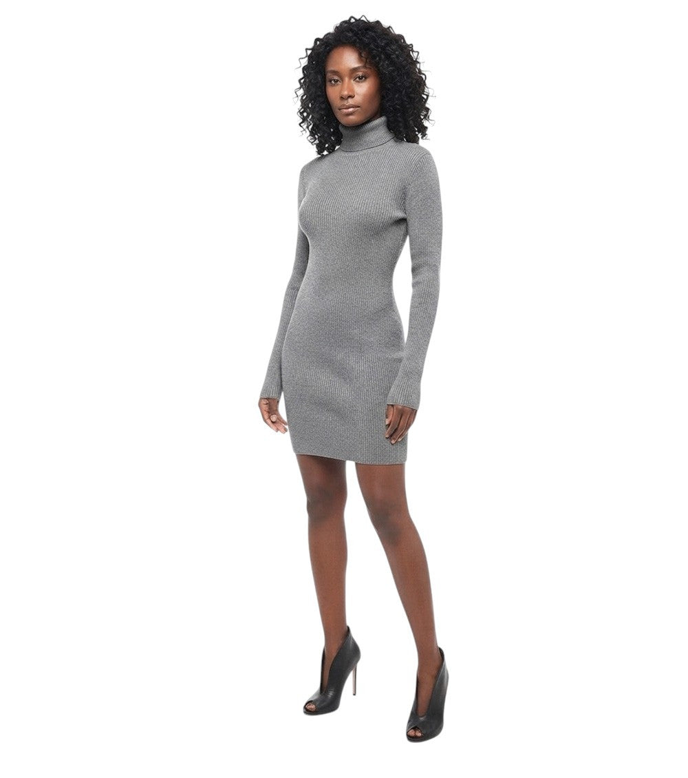 Grey Knitted Turtle Neck Mini Dress 1