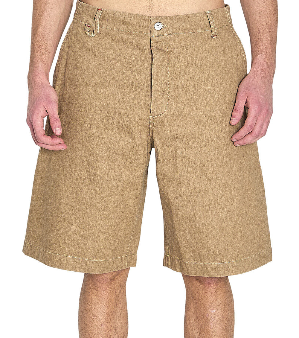 Beige Relaxed Solid Shorts 1