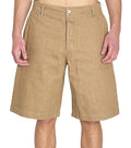 Beige Relaxed Solid Shorts 1