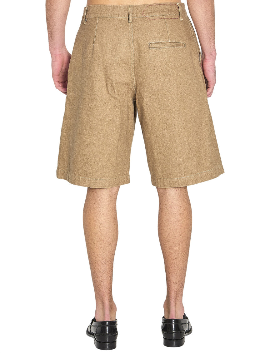 Beige Relaxed Solid Shorts 3