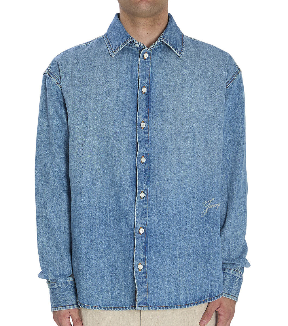 Blue Straight Denim Shirt 1