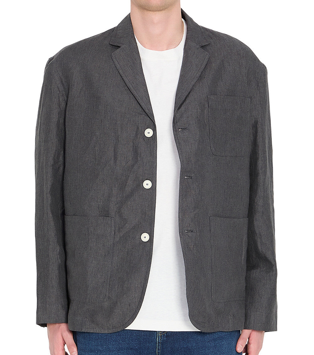 Grey  Notched Lapel Blazer 1