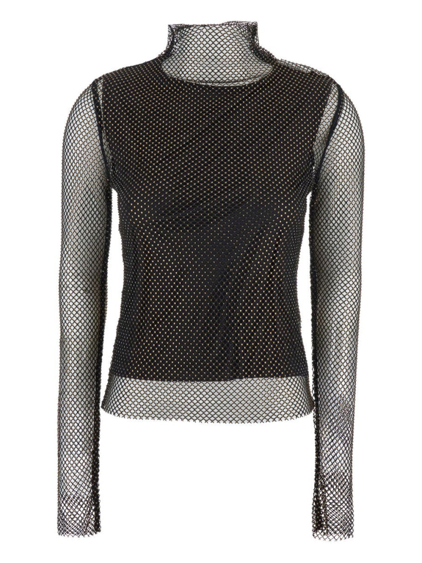 Black Textured Mock Collar Sweater 1