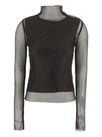 Black Textured Mock Collar Sweater 1