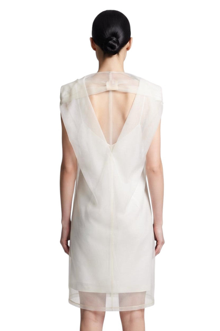 White Abstract Mock Collar Midi Dress 2