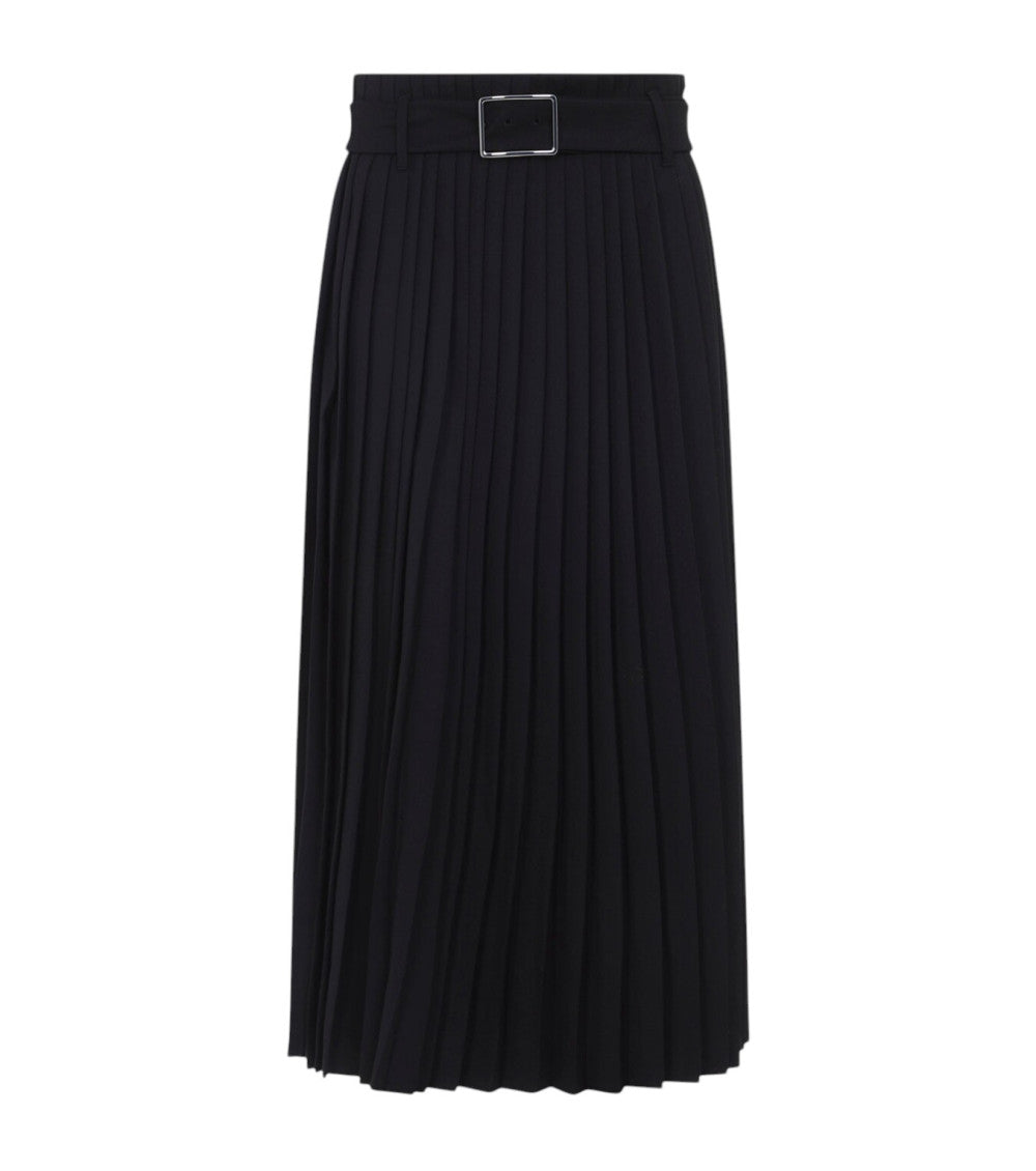Black Pleated Calf Length Skirt 1