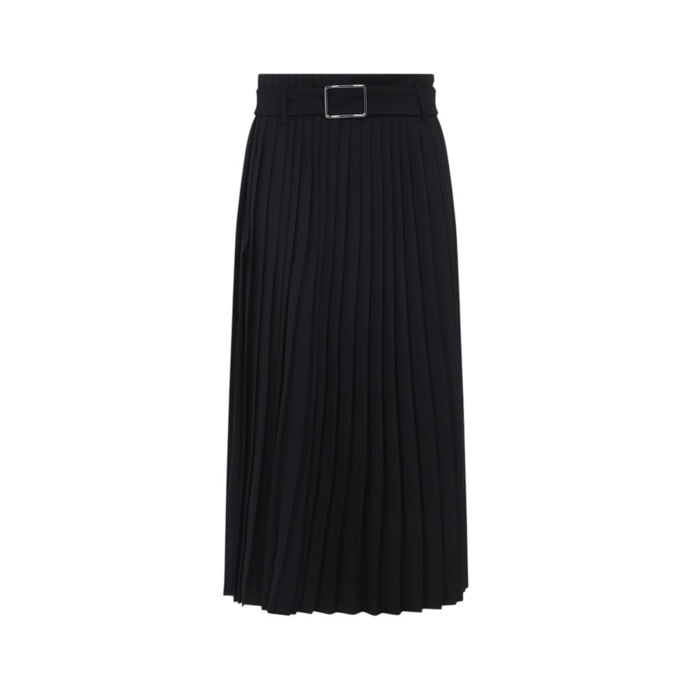 Black Pleated Calf Length Skirt 2