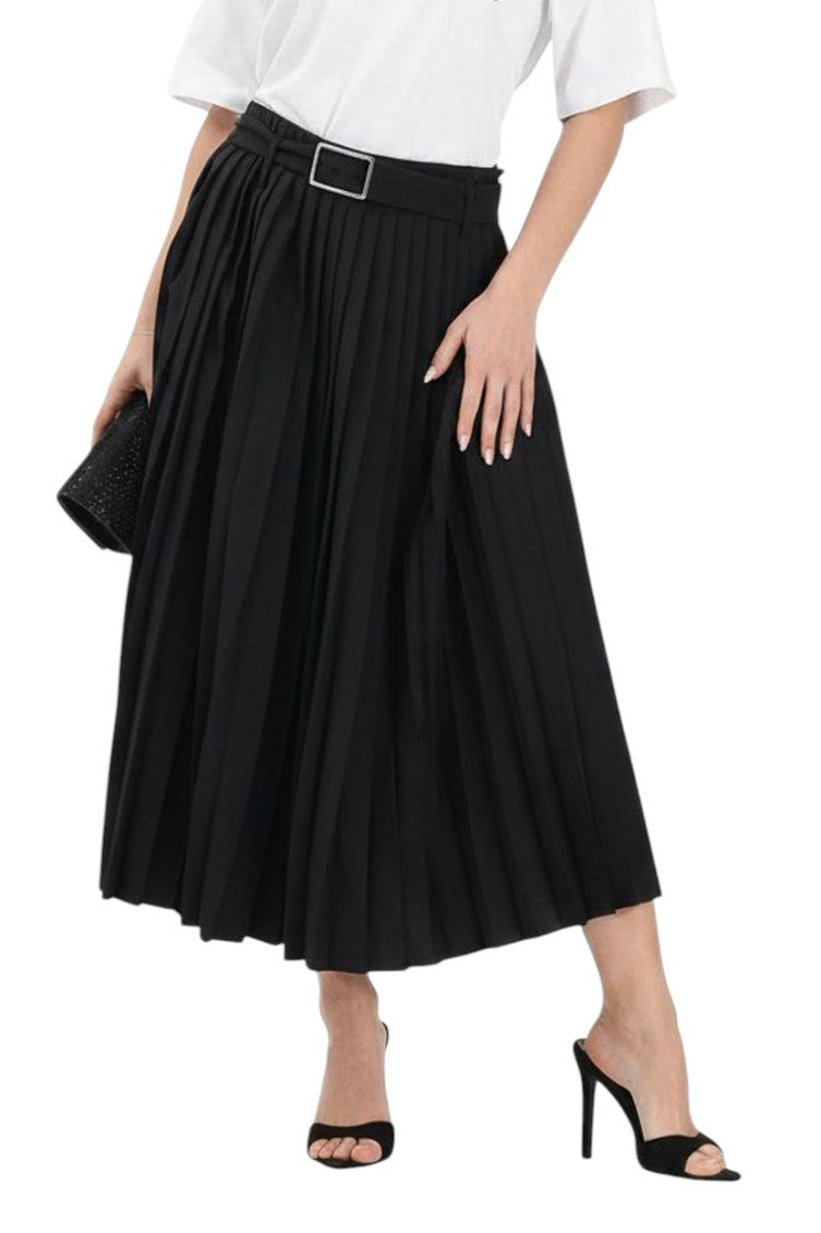 Black Pleated Calf Length Skirt 3