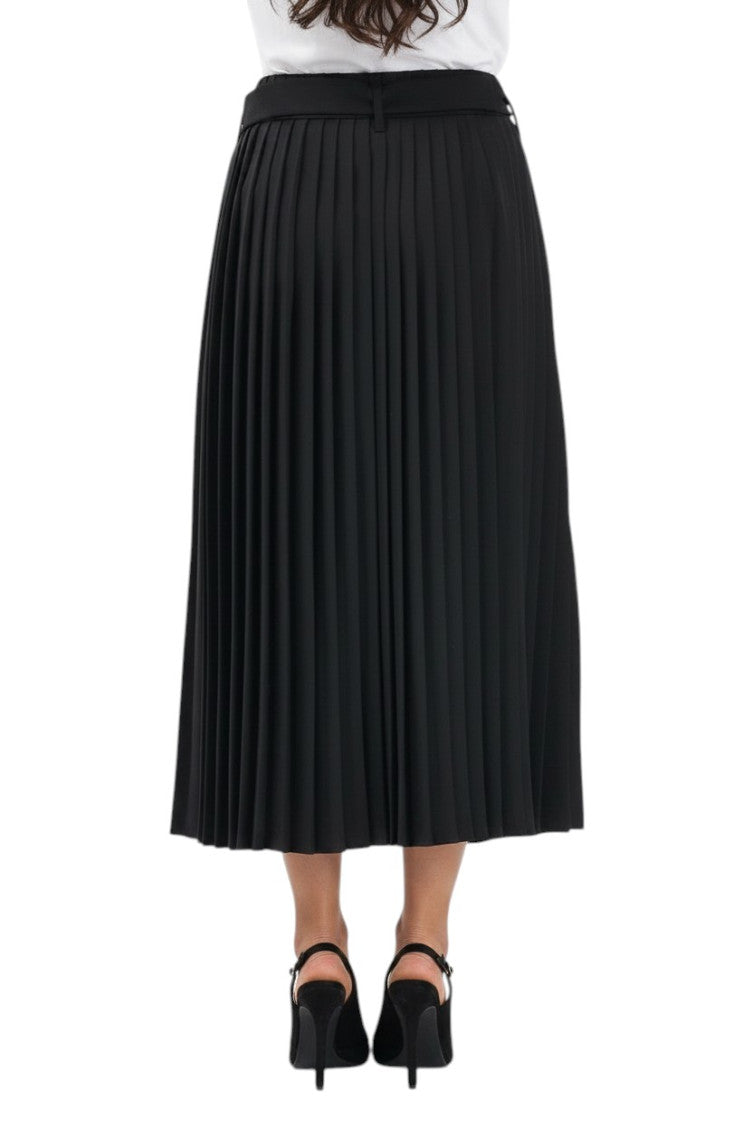 Black Pleated Calf Length Skirt 4