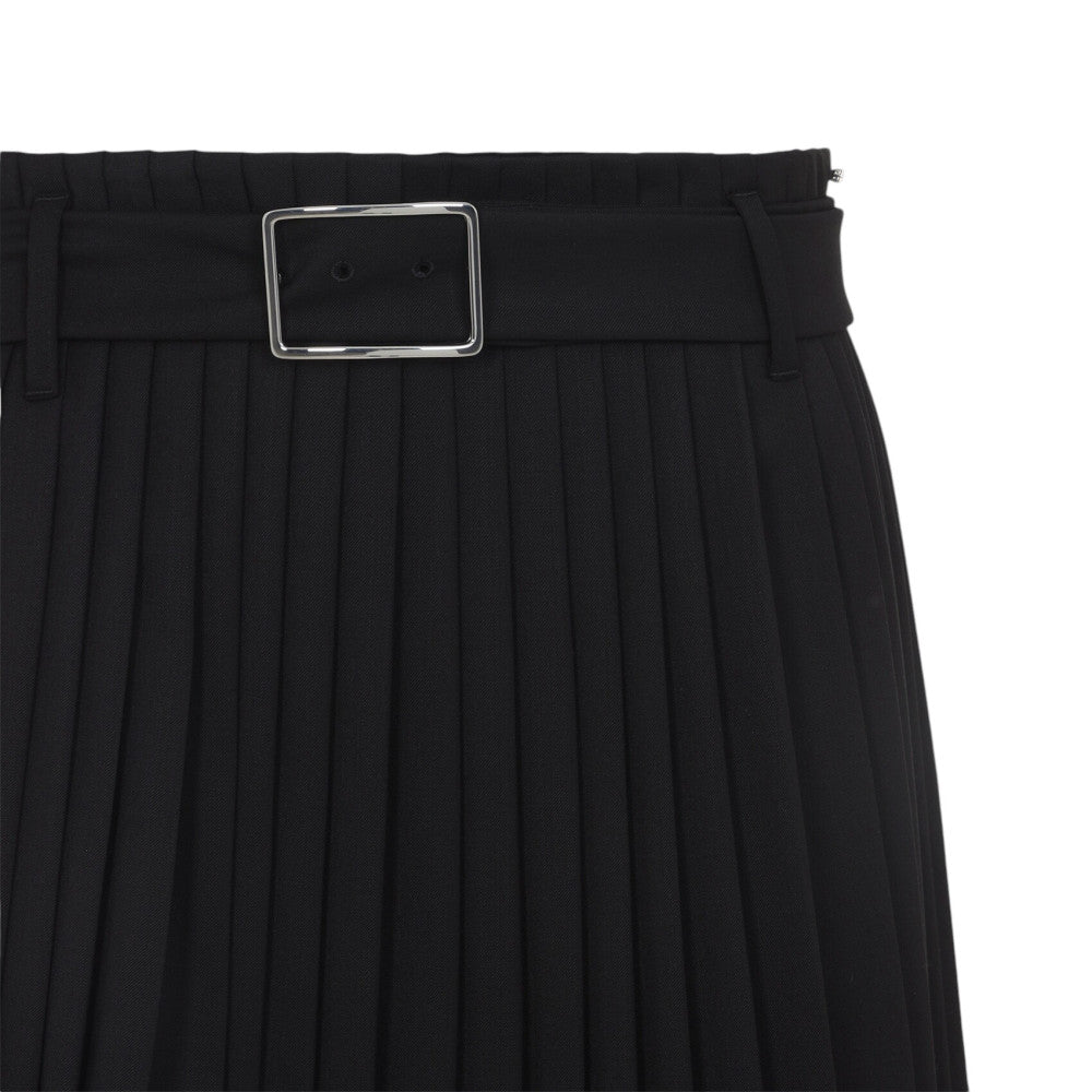 Black Pleated Calf Length Skirt 5