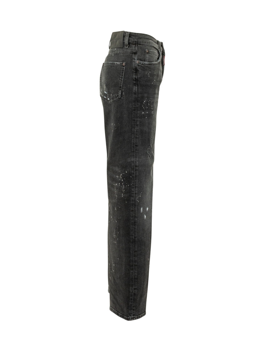Black Straight Mid Rise Jeans 3