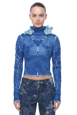 Blue Embroidered Turtle Neck Sweater 1