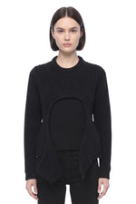 Black Knitted Crew Neck Sweater 1