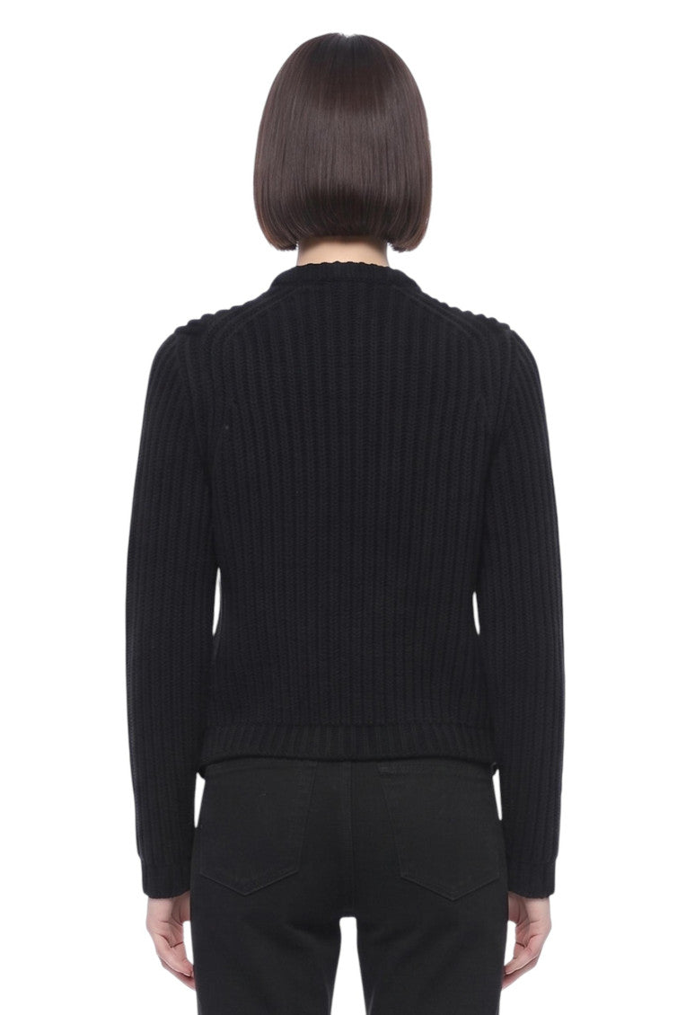 Black Knitted Crew Neck Sweater 2