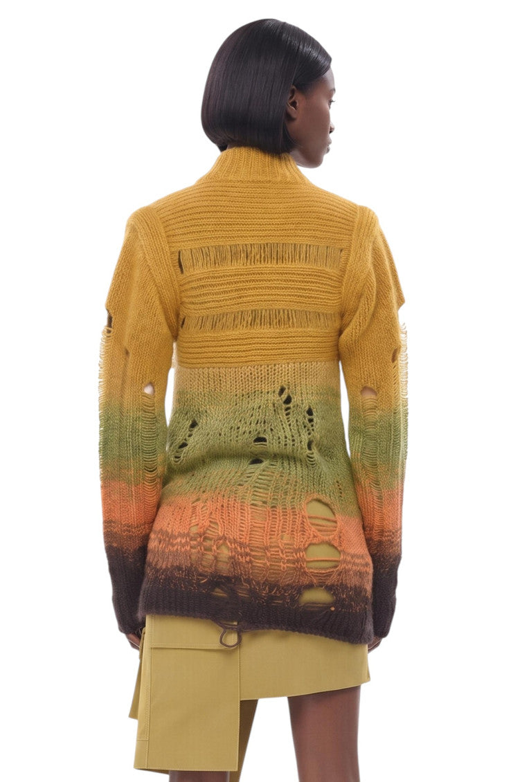 Yellow Ombre Mock Collar Sweater 2
