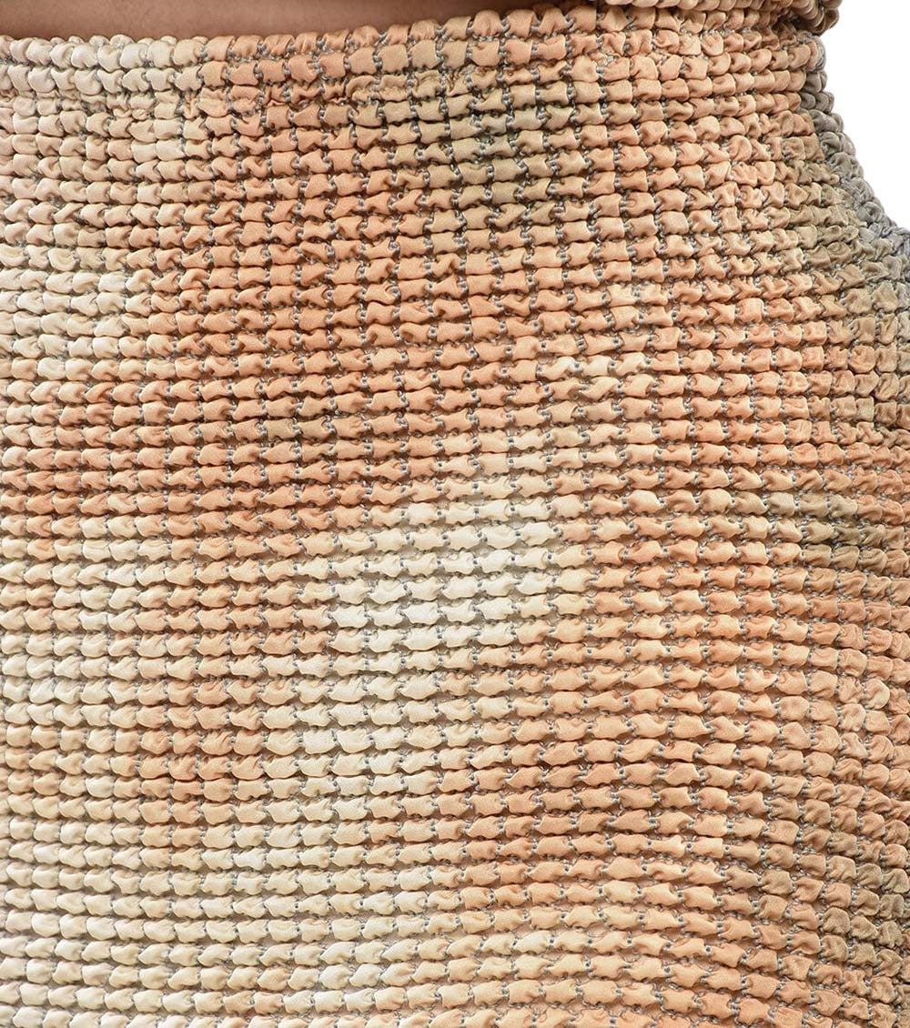 Beige Textured Knee Length Skirt 3