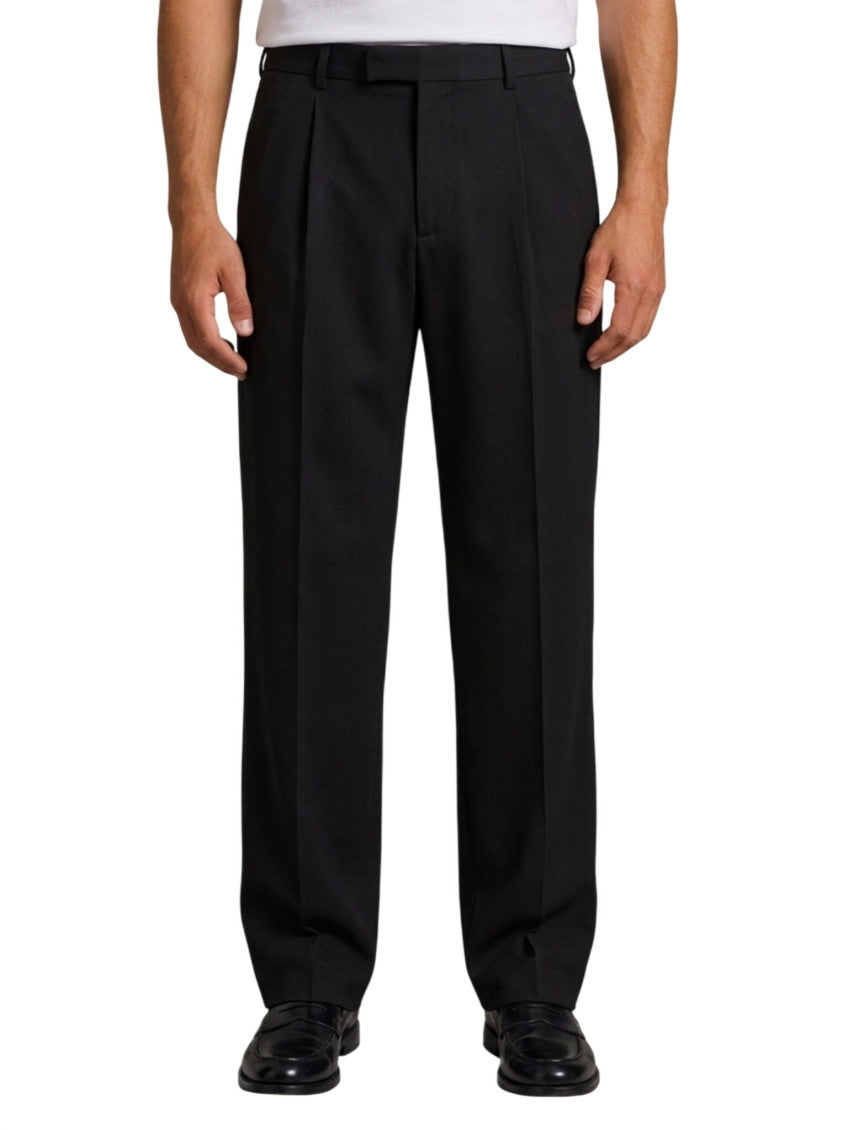 Black Straight Solid Trousers 1