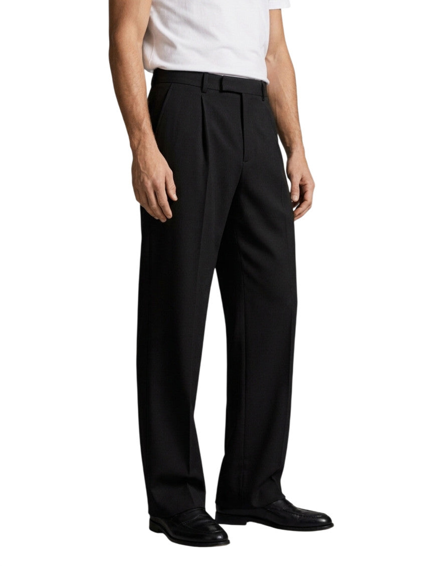 Black Straight Solid Trousers 2