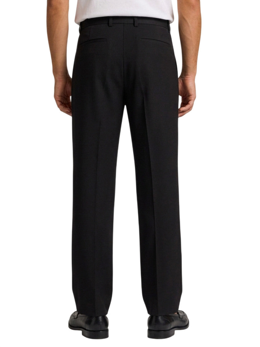 Black Straight Solid Trousers 3