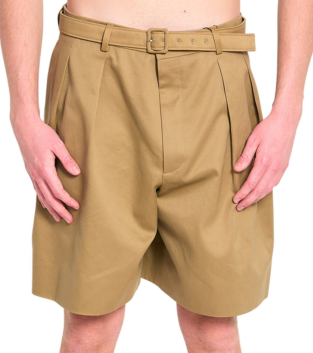 Beige Relaxed Solid Shorts 1