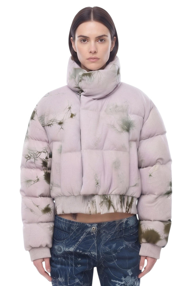 Pink Floral Mock Collar Jacket 1