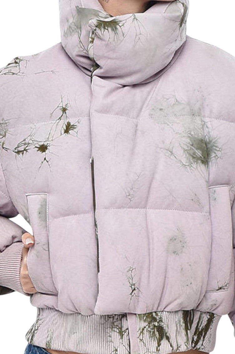 Pink Floral Mock Collar Jacket 3