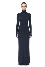 Blue Logo Turtle Neck Maxi Dress 1