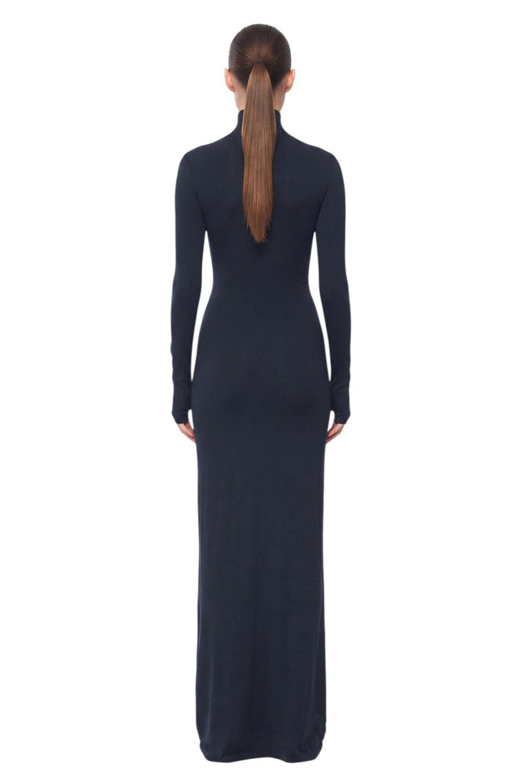 Blue Logo Turtle Neck Maxi Dress 2