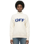 Beige Embroidered Turtle Neck Sweater 1