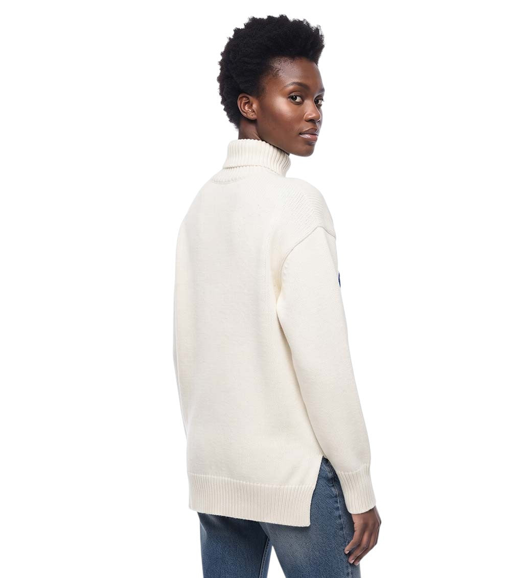 Beige Embroidered Turtle Neck Sweater 2