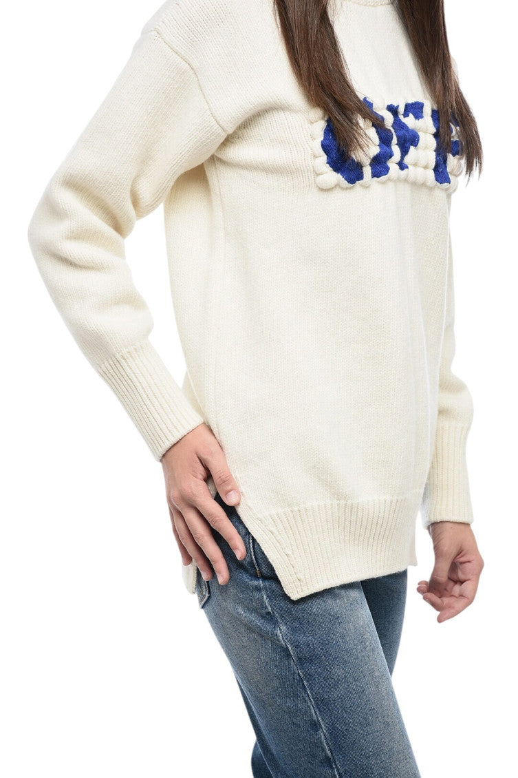 Beige Embroidered Turtle Neck Sweater 3