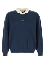 Blue Shirt Collar Sweatshirt 1